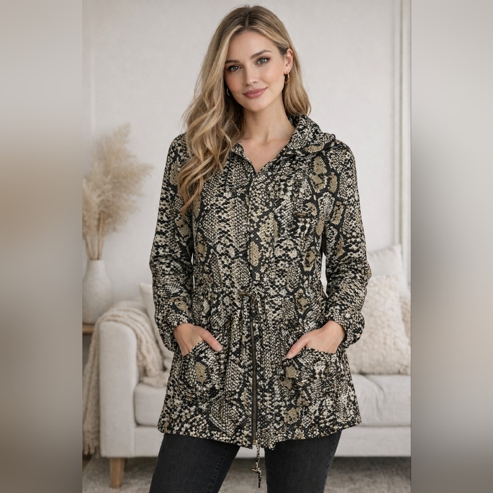 Daniel Rainn Snake Print Anorak Hooded Jacket Large - Picture 1 of 13